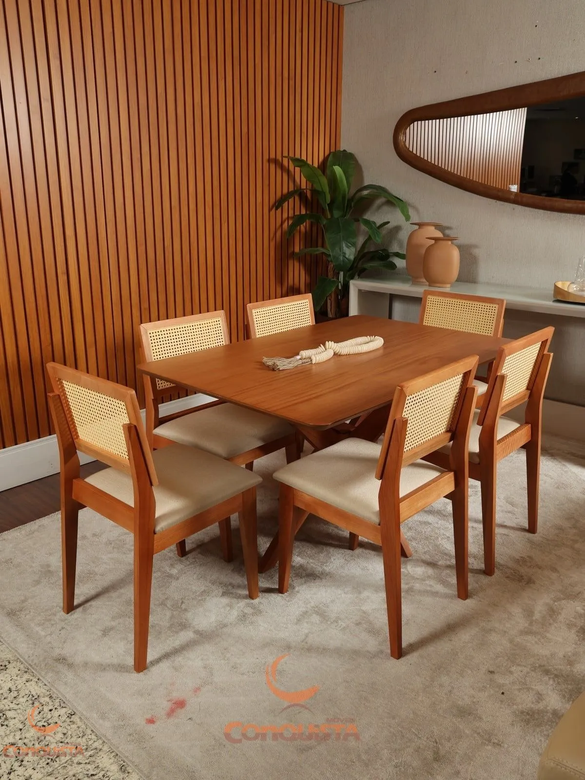 MESA DE JANTAR TURIM 1,36 X 90 COM 6 CADEIRAS LARISSA | Móveis