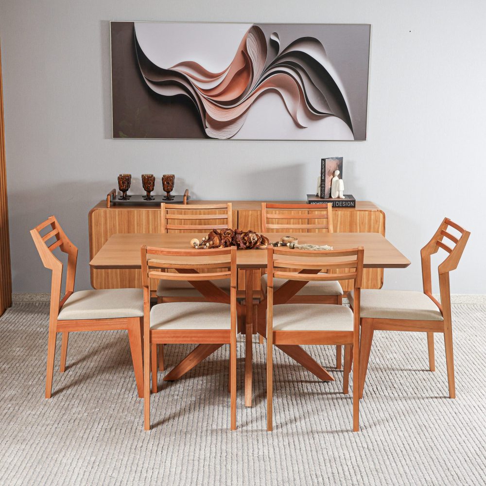 MESA TURIM 1,56 X 90 COM 6 CADEIRAS VITORIA