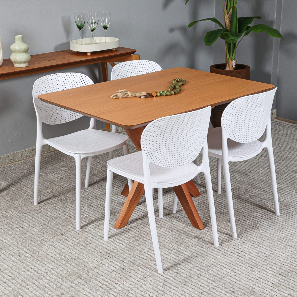 MESA TURIM 1,16 X 80 COM 4 CADEIRAS EBBA BRANCA