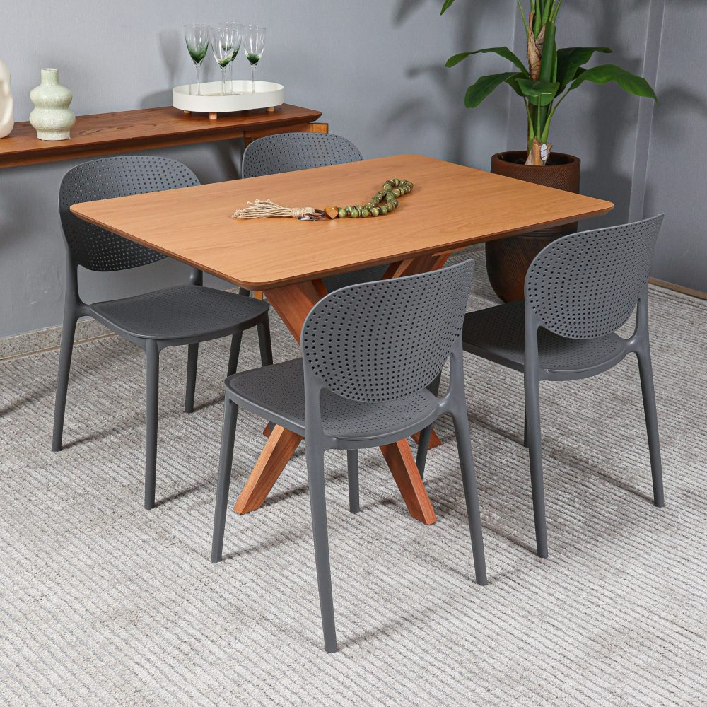 MESA TURIM 1,16 X 80 COM 4 CADEIRAS EBBA CINZA