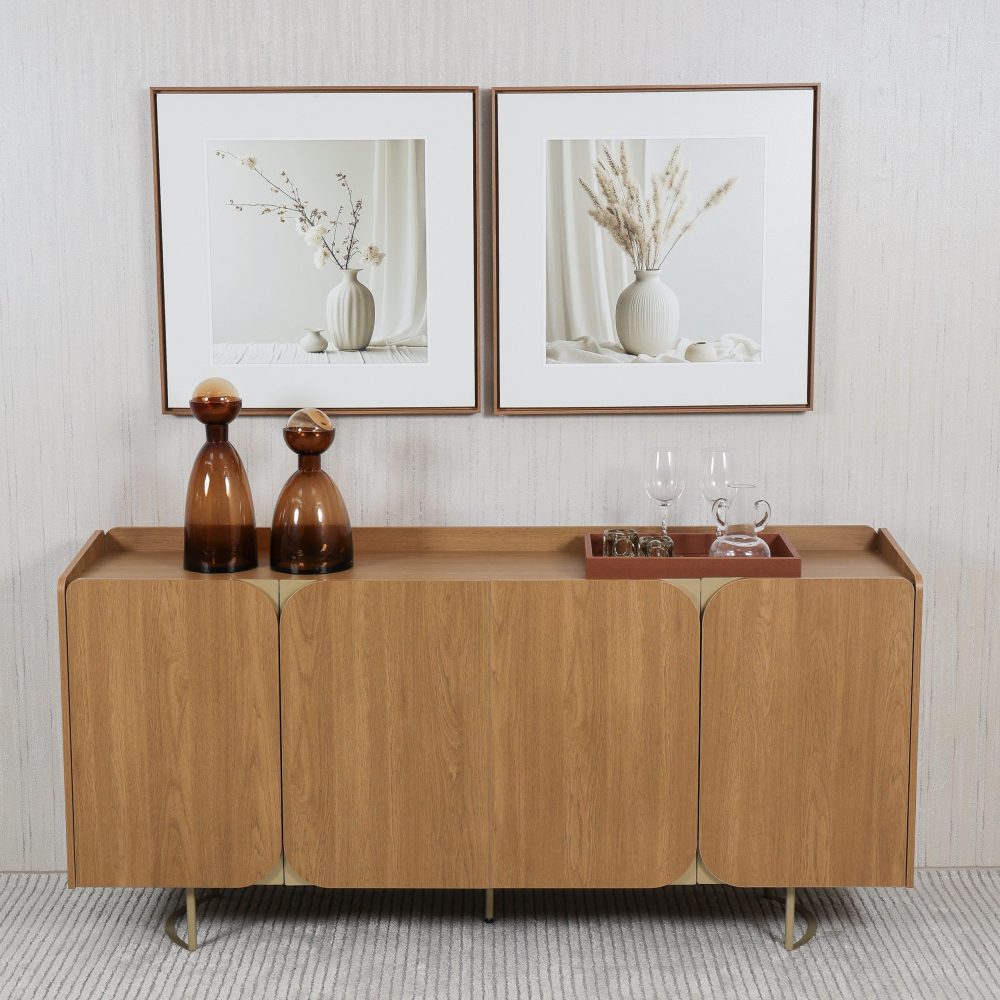 BUFFET DAKOTA 4 PORTAS CARVALHO / DOURADO