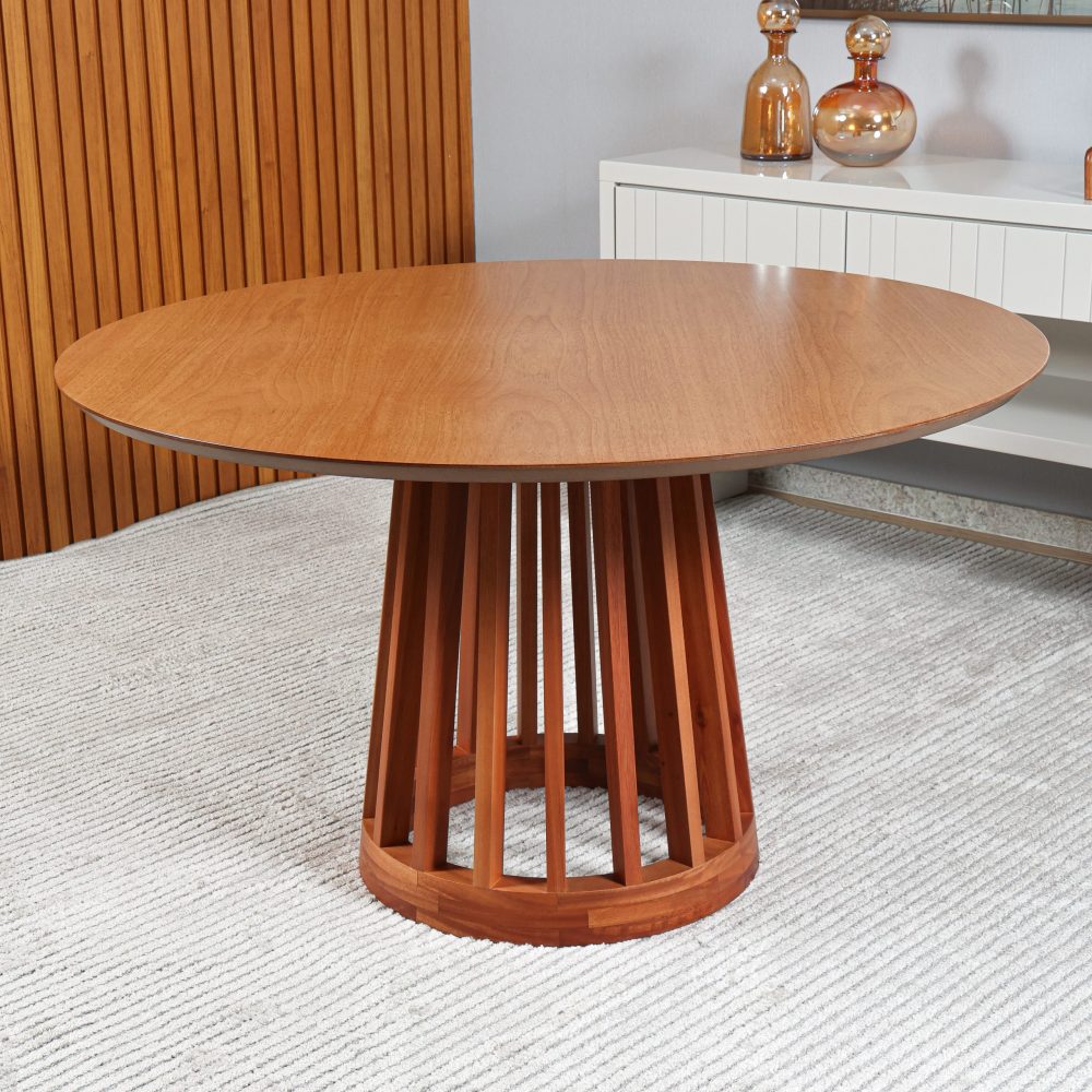 Mesa de jantar cristal 1,30m castanho