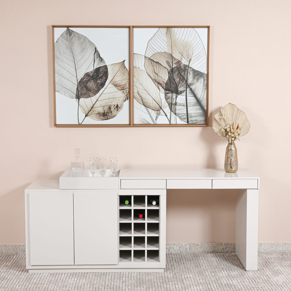 BUFFET EIFFEL COM ADEGA 2,80M TODO OFF WHITE extensível