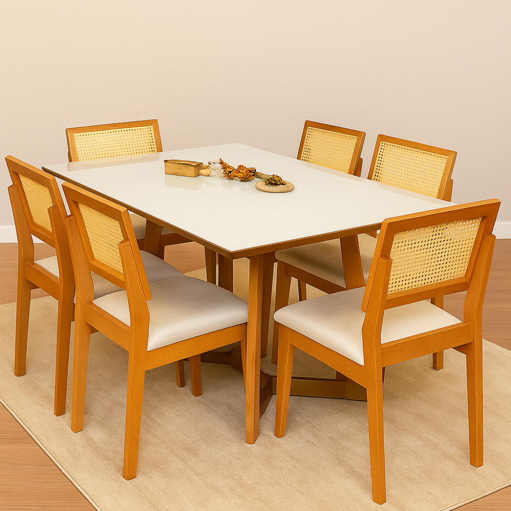 MESA RAIZ OFF/CAST COM 6 CADEIRAS LARISSA