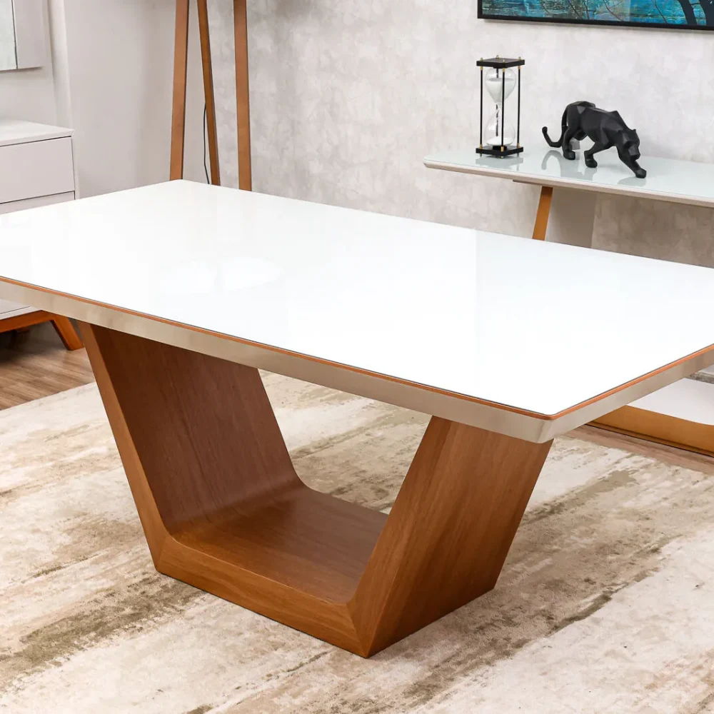 Mesa de Jantar Madri Plus 2,00 x 1,00 OffWhite / Castanho Jequitibá