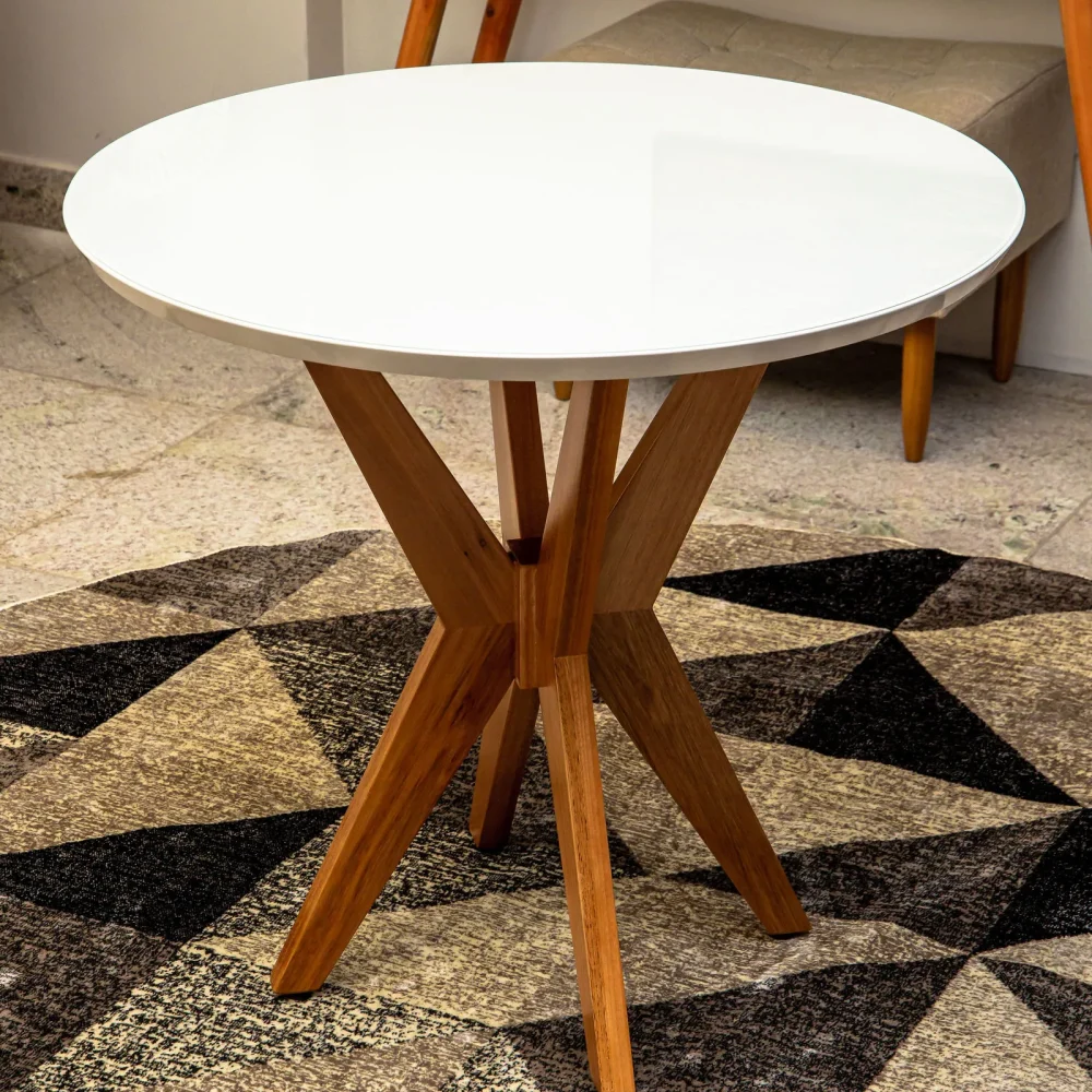 Mesa Turim Redonda Off White / Castanho 0,80